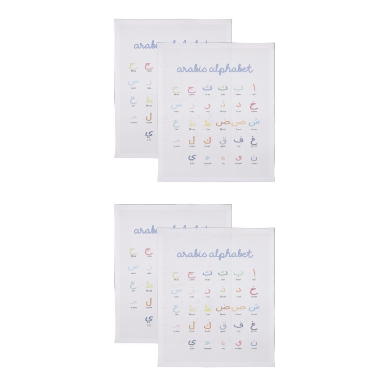 4 pcs Arabic Number Poster Wall Art Arabic Letters Alphabets Numerals Poster Prints - Image 1