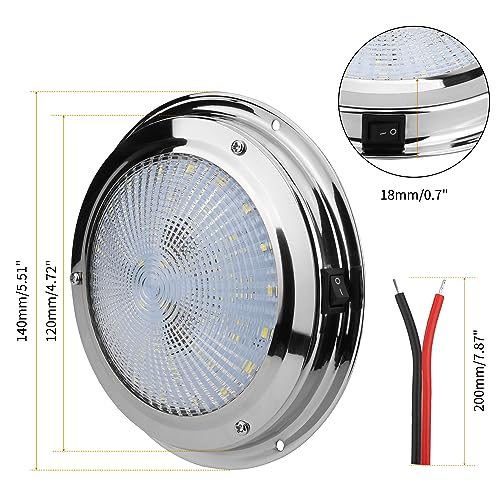RVZONE Marine Boat Dome Light 12V LED Boat Interior Lights with Toggle Switch 5.5" LED Boat Cabin Light with Stainless Steel Surface Mount - Image 2