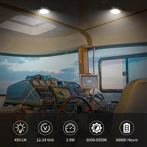 RVZONE Marine Boat Dome Light 12V LED Boat Interior Lights with Toggle Switch 5.5" LED Boat Cabin Light with Stainless Steel Surface Mount - Image 3