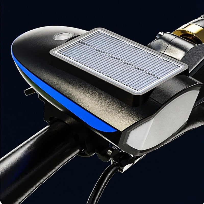 Linist Solar & USB Rechargeable Bicycle Headlight with 140dB Horn – 250 Lumens LED Cycle Light with 3 Modes, Loud Cycle Bell, Mounting Bracket – Waterproof Bicycle Front Light (Color May Vary) - Image 3