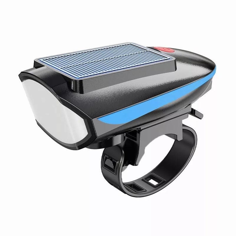Linist Solar & USB Rechargeable Bicycle Headlight with 140dB Horn – 250 Lumens LED Cycle Light with 3 Modes, Loud Cycle Bell, Mounting Bracket – Waterproof Bicycle Front Light (Color May Vary) - Image 1