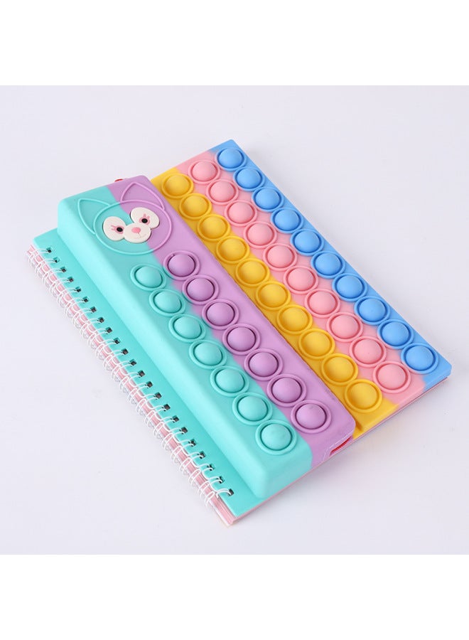 Multifunctional Pencil Case Notebook Stationery Case Suit Silicone Bubble Decompression A5 Loose-leaf Pencil Case Suit-Color:A5 Lina Belle (Macaron)  - Image 1