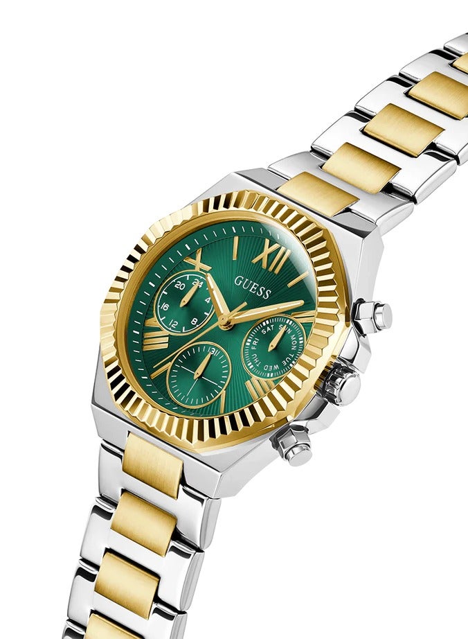 GUESS Ladies 2-Tone Stainless Steel Multi-Function Watch 38mm Green Dial Quartz – GW0769L4 - Image 4