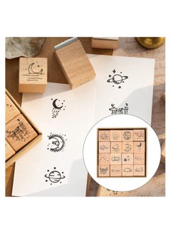 KASTWAVE 16 Pcs Lot Vintage Star Moon Cloud Decoration Stamp Wooden Rubber Stamps for DIY Crafts, Card Making, Calendar  - Image 5