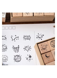 KASTWAVE 16 Pcs Lot Vintage Star Moon Cloud Decoration Stamp Wooden Rubber Stamps for DIY Crafts, Card Making, Calendar  - Image 4