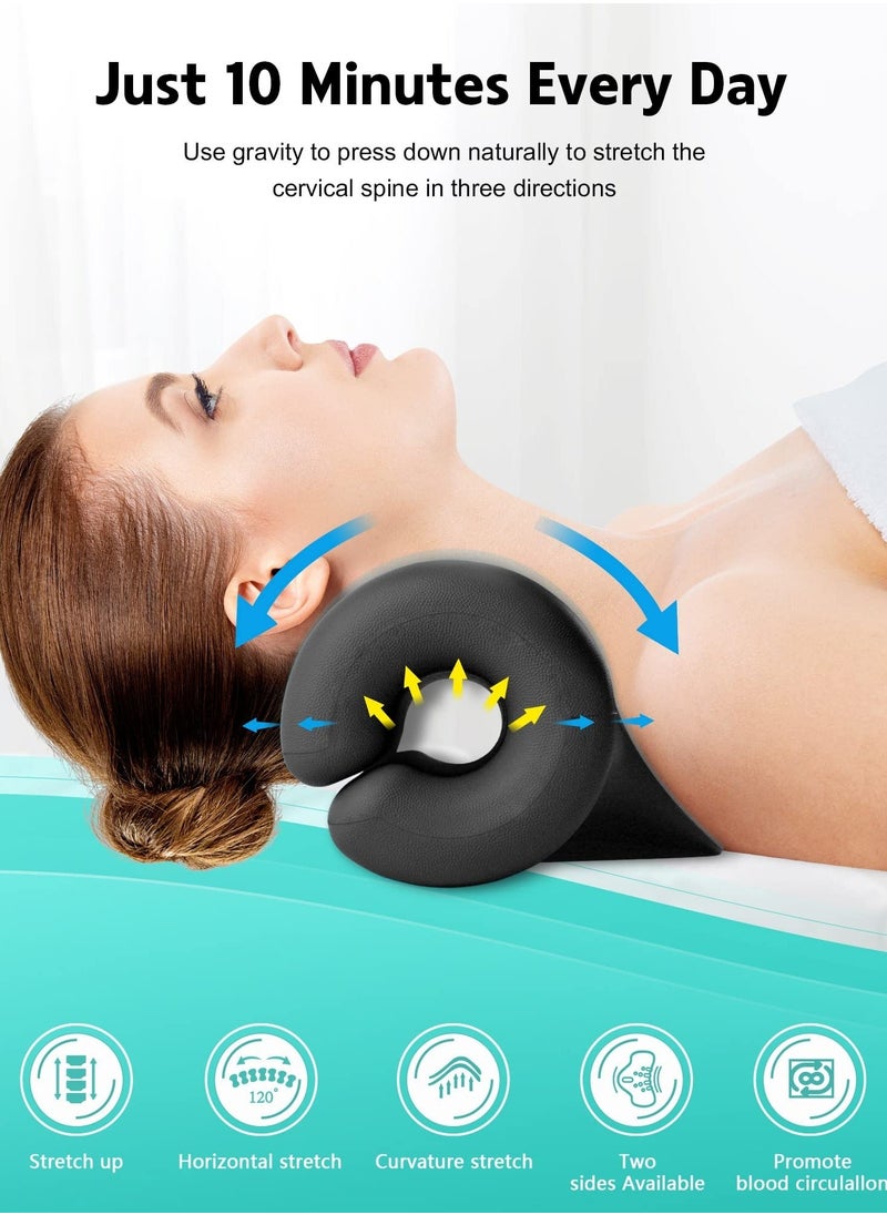 Generic Neck and Shoulder Relaxer, Traction Orthotics Cervical Pillow, Neck Stretcher for Pain Relief, Suitable for Muscle Relax and TMJ Pain Relief (Black)  - Image 2