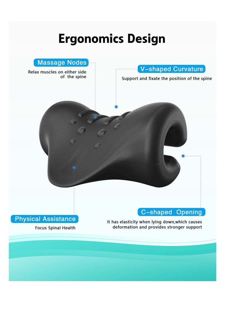 Generic Neck and Shoulder Relaxer, Traction Orthotics Cervical Pillow, Neck Stretcher for Pain Relief, Suitable for Muscle Relax and TMJ Pain Relief (Black)  - Image 4