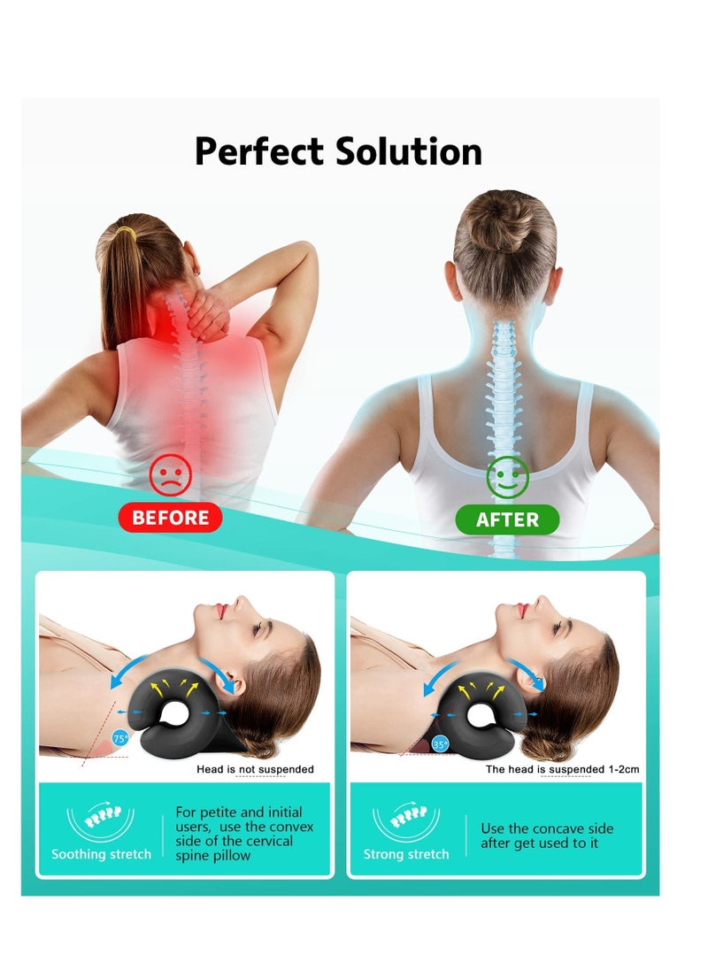 Generic Neck and Shoulder Relaxer, Traction Orthotics Cervical Pillow, Neck Stretcher for Pain Relief, Suitable for Muscle Relax and TMJ Pain Relief (Black)  - Image 5