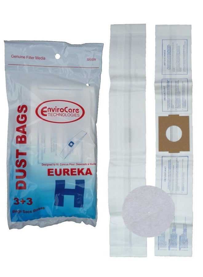 ENVIROCARE Replacement Vacuum Bags for Eureka H Canisters 6 bags and 6 Filters - Image 1