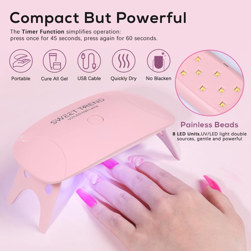 SWEET TREND Acrylic Nail Kit for Beginners: Professional Acrylic Powder Set with Everything for Starter - U V Light Nail Drill and Liquid - Full Tools Decoration Tech Gifts for Home Salon Women - Image 5