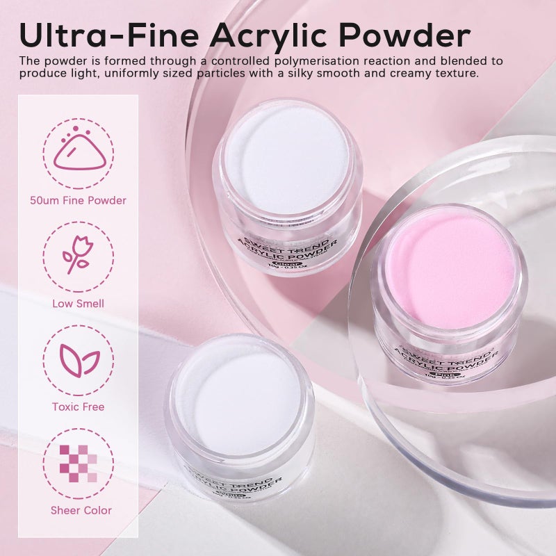 SWEET TREND Acrylic Nail Kit for Beginners: Professional Acrylic Powder Set with Everything for Starter - U V Light Nail Drill and Liquid - Full Tools Decoration Tech Gifts for Home Salon Women - Image 4