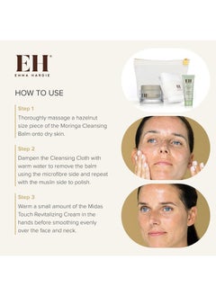 EMMA HARDIE Starter Kit: Travel Size 50ml Moringa Cleansing Balm, Travel Size 15ml Midas Touch Revitalising Cream & Professional Cleansing Cloth, Packed in a Cosmetic Bag, Natural & Cruelty Free  - Image 5