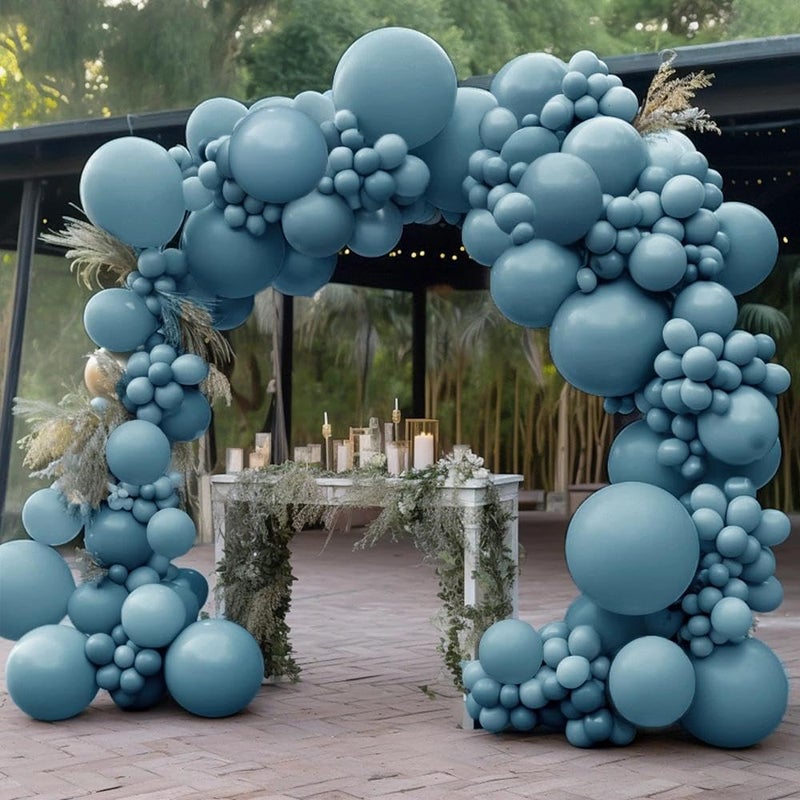 Pinbra Dusty Blue Balloon Double Stuffed Slate Baby Blue Balloons Different Sizes 18125 Inch Pastel Balloon Arch Kit for Birthday Baby Shower Gender Reveal Wedding Graduation Party Decorations - Image 2