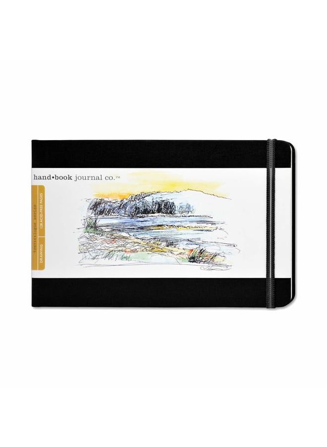 Speedball Art Products Travelogue Drawing Book, Large Landscape 5-1/2 x 8-1/4, Ivory Black Artist Journal - Image 1