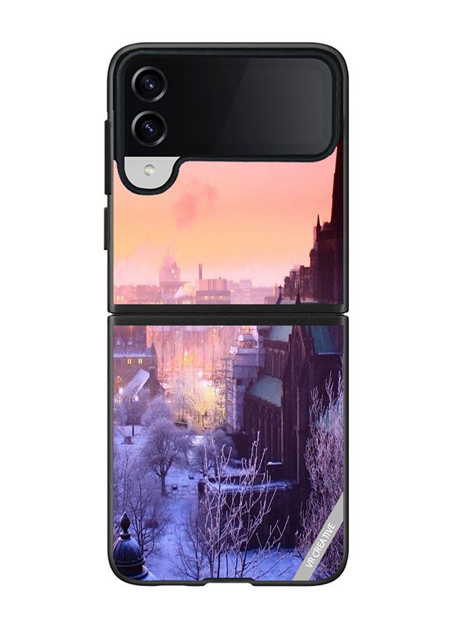 VR CREATIVE Protective Case Cover For Samsung Galaxy Z Flip4 Quebec Winter Design Multicolour - Image 1