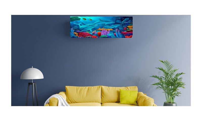 STUTI WORLD Air Conditioning Dust Cover Folding Designer Ac Cover for Indoor Split Ac 1 ton (91 x 31 x 21 cm ) and 1.5 ton (97 x 31 x 21.5 cm ) new creative Printed (sea fish, 1.5 ton) - Image 3