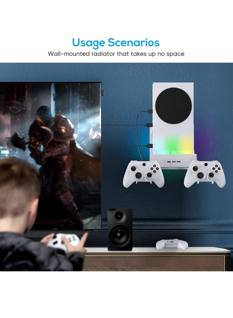 Wall Mount Holder for Xbox Series S, Wall Mount Kit, Vertical Stand with Cooling Fans, USB Port, Controller Hook for Series S - Image 4