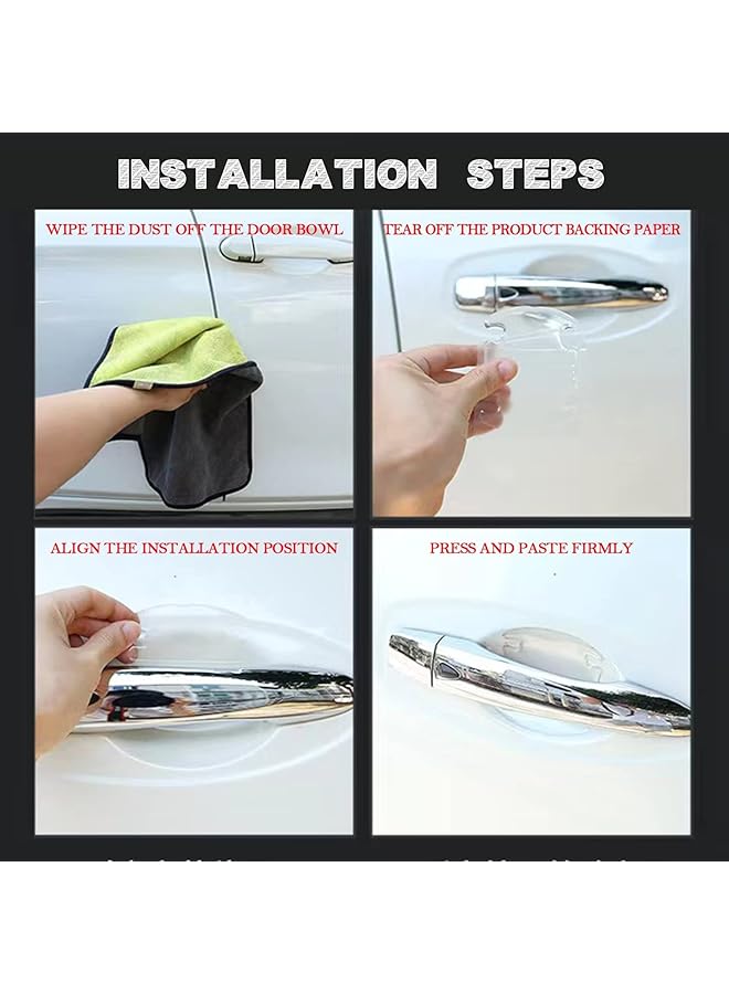 Excefore Car Door Handle Sticker, 8Pcs 3D Transparent Car Door Bowl Scratch Protector Universal Waterproof Anti-Scratch Paint Invisible Protection Film For Most Models - Image 3