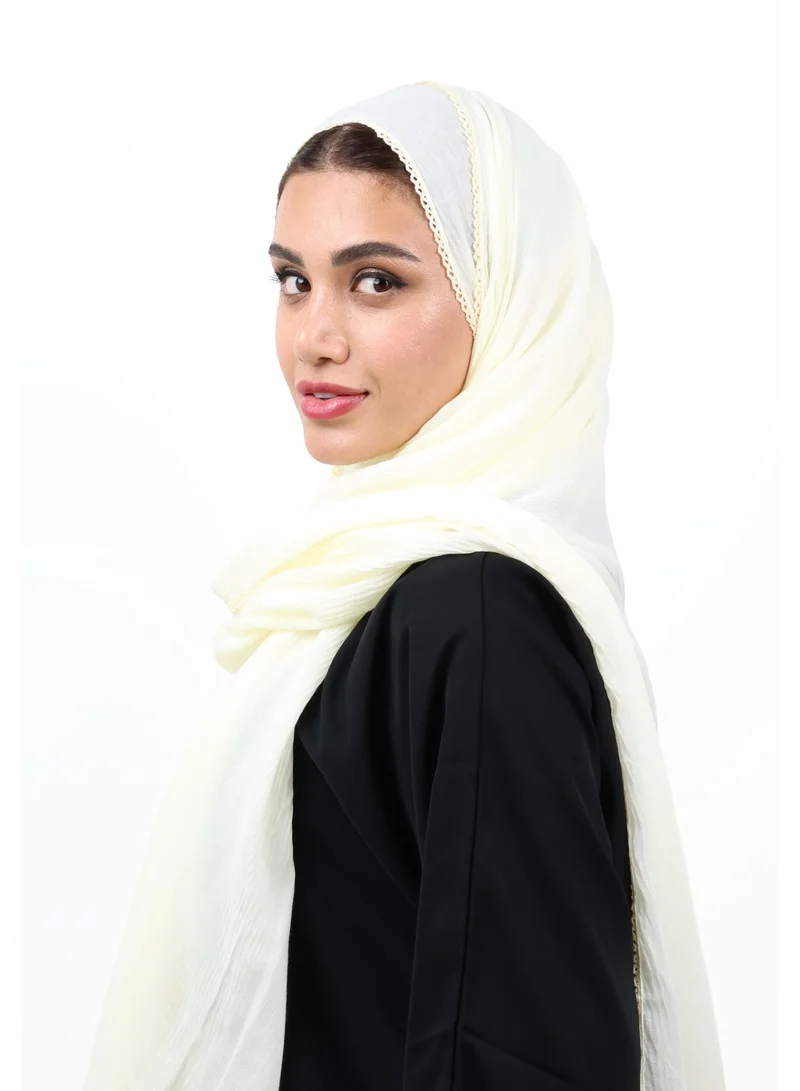 جميلة شيلة قطن ناعمة فاخرة ثابتة ضد الانزلاق مع أطراف دانتيل ناعمة (أصفر كريمي ناعم)