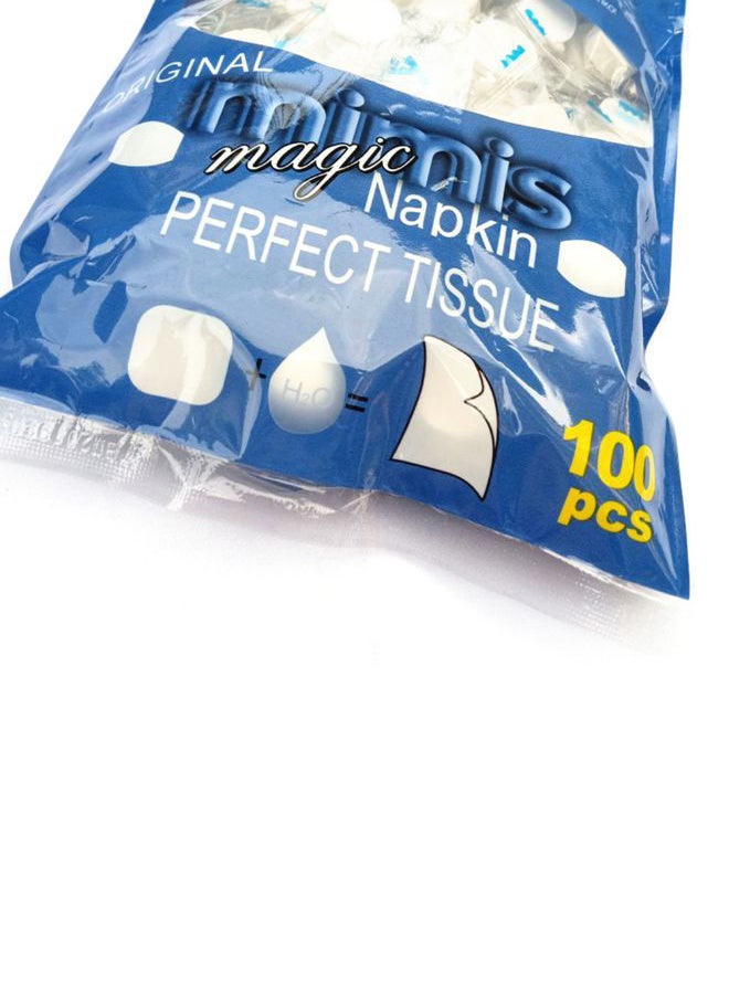 مجموعة مناديل وجه مضغوطة للاستخدام مرة واحدة مكونة من 100 قطعة أبيض 9.4 x 7.8بوصة - Image 2