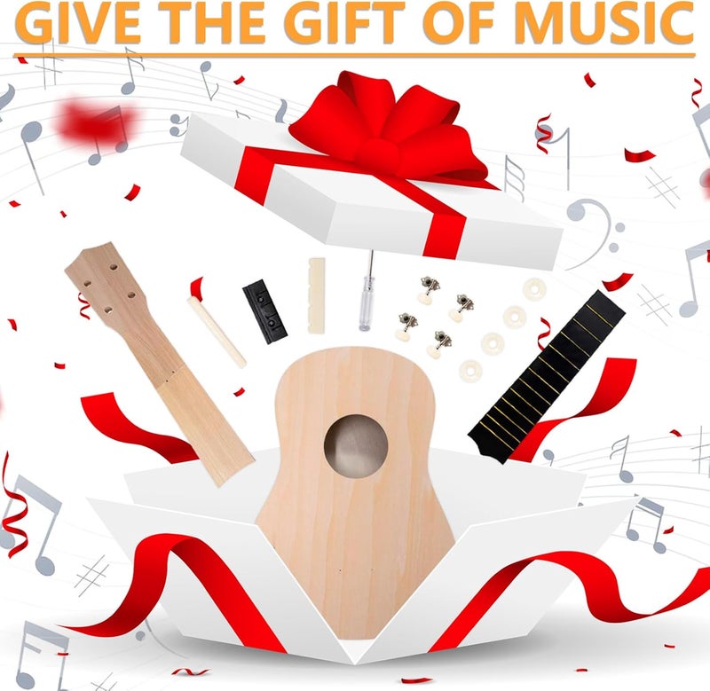 GOGHOST DIY Ukulele Kit with Tools（21 inch) - Build Your Own Ukulele Look, Wooden Small Hawaiian Guitar Gift for Adults - Image 5