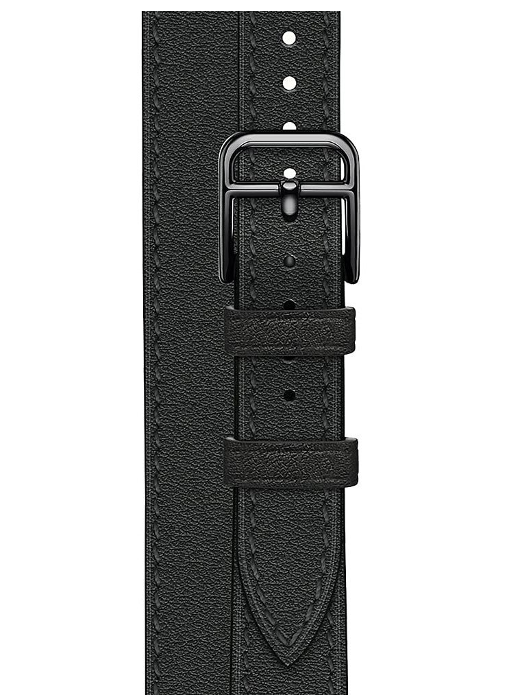 Excefore Leather Women Double Tour Slim Wristband, Compatible with Apple Watch Band 38/40/41mm 42/44/45mm for iWatch SE Series 7/6/5/4/3, Black - Image 4