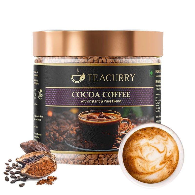 TEACURRY مسحوق قهوة الشوكولاتة الفورية من تيكاري (50 جرام) - قهوة أرابيكا المجففة بالتجميد | قهوة فورية ساخنة وباردة - Image 1