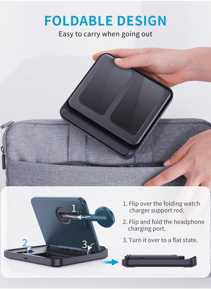 SYOSI - Wireless Charger Foldable 3 in 1 Wireless Charger Station for Samsung Z Fold 5 3 in 1 Fast Charging Stand Dock for Galaxy Z Fold4 3 Flip 5 4 Charger for Watch 6 6 Classic Buds 2 Pro Live - Image 1