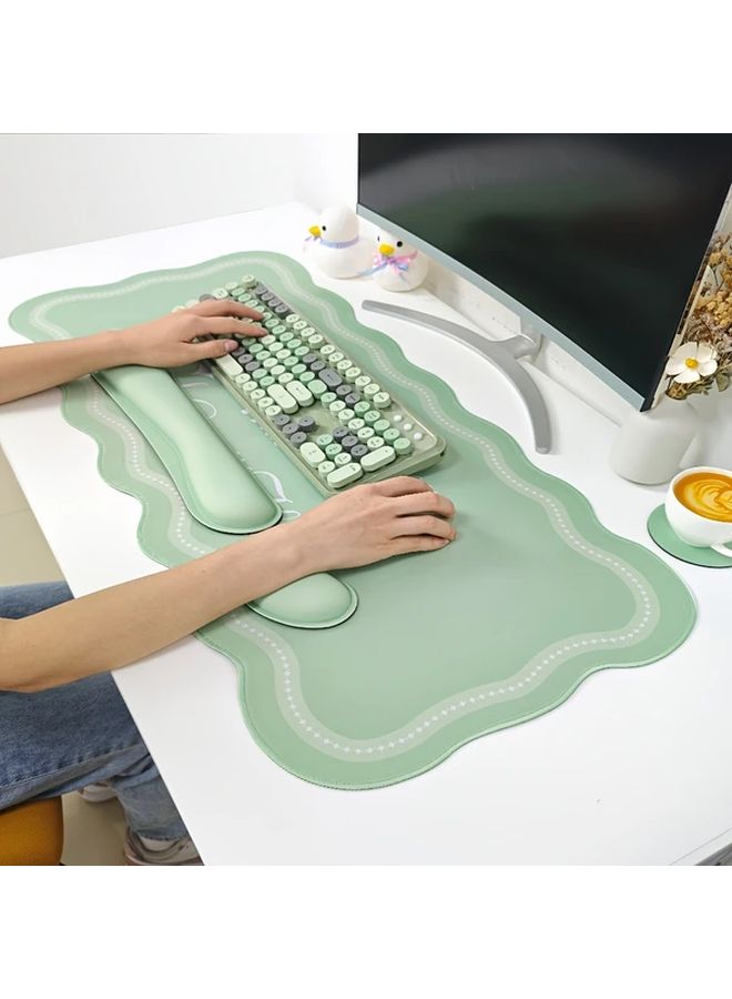 4pcs ISETTA Extended Gaming Mouse Pad Set Green Large Mat With Keyboard Wrist Rest - Image 5