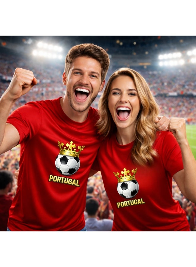 PRINTSHOP4ME Portugal Unisex Adult T-Shirt - Short Sleeve Round Neck Cotton Tshirt for Men and Women - Soft and Comfortable - Gift for Football Fans - Image 5