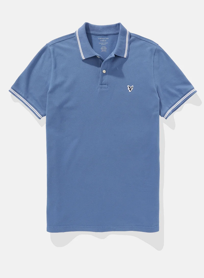 امريكان ايجل Logo Slim Fit Pique Polo Shirt