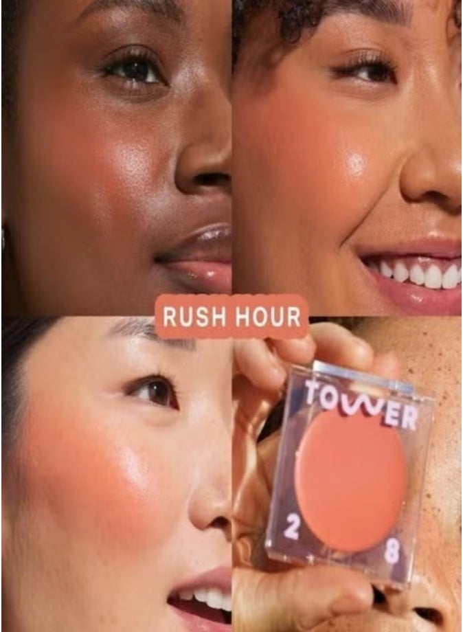 Tower 28 BeachPlease Lip + Cheek Dewy Cream Blush , Rush Hour - sun-kissed peach 4.5g – Multi-Use, Buildable Color for a Natural Glow - Image 2