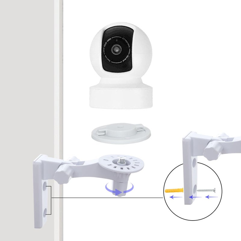 OYOCAM Wall Mount Compatible with TP-Link Tapo C210/ C200 and Kasa Indoor Pan EC70/ EC71/ KC410S, Adjustable Angles Bracket 180 Degree Rotation Easy to Install Security Camera Bracket/Holder, 2 Pack - Image 4