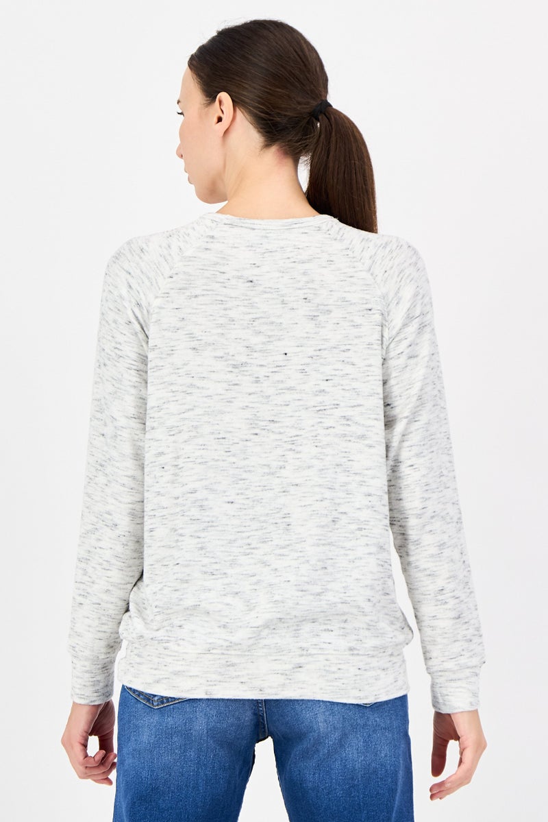 Buffalo Women Crew Neck Heather Long Sleeve Sweater, Light Grey - Image 2
