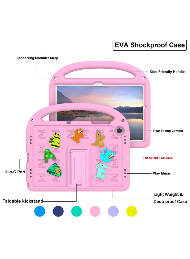 VKL Compatible with Samsung Galaxy Tab A9 plus Case for Kids 11” 2024 With shoulder strap  Released with Holder Shockproof Full Body Protection Cute Cover Shell for Tab A0 plus Case Kids pink - Image 5