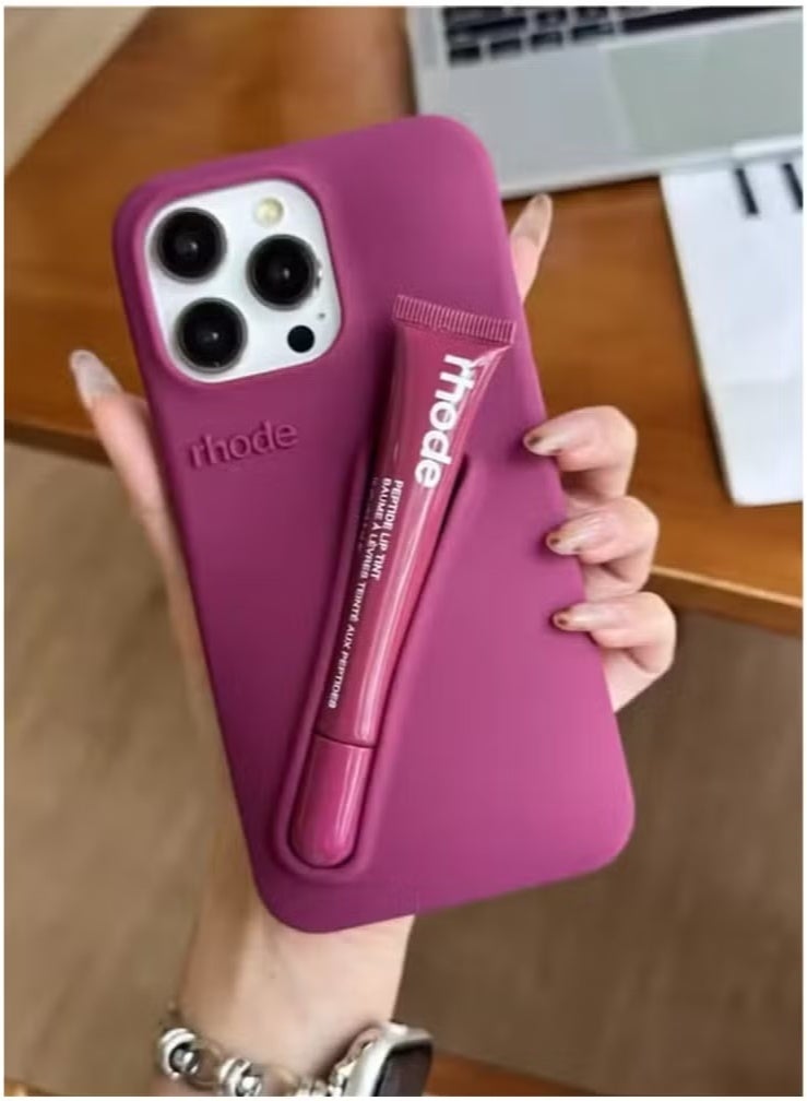 rhode iPhone 16 Pro Max Silicone Case Lip Holder for Cell Phone, Lip Gloss Adhesive Sleeve for Phone, Lip Holder Stick-on Phone Case, Back Stick On Holder for iPhone Phones (PURPLE) - Image 1