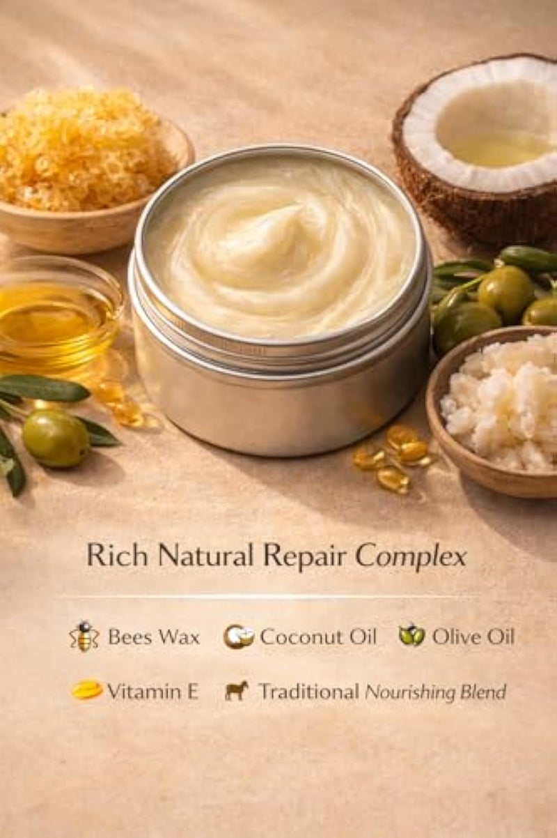 TAZEMMURT Hair Repair Cream & Leave-In Conditioner 30g – Deep Moisturizing Handmade Natural Hair Cream with Beeswax, Coconut Oil & Vitamin E – For Dry & Damaged Hair – Made in Egypt - Image 2