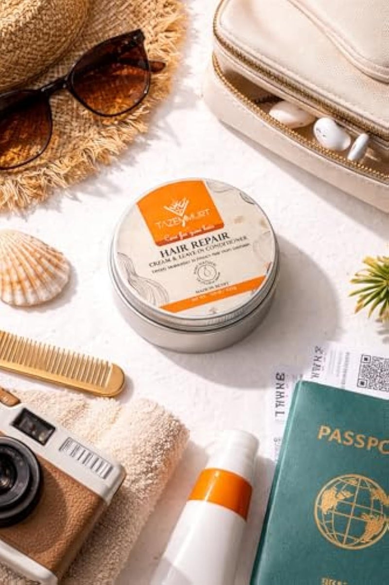 TAZEMMURT Hair Repair Cream & Leave-In Conditioner 30g – Deep Moisturizing Handmade Natural Hair Cream with Beeswax, Coconut Oil & Vitamin E – For Dry & Damaged Hair – Made in Egypt - Image 3