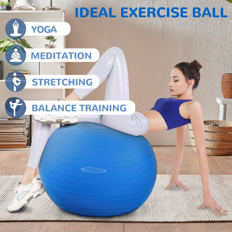 Fitvids AntiBurst Slip Resistant Exercise Ball 2000Pound Capacity Blue 22inch M - Image 5