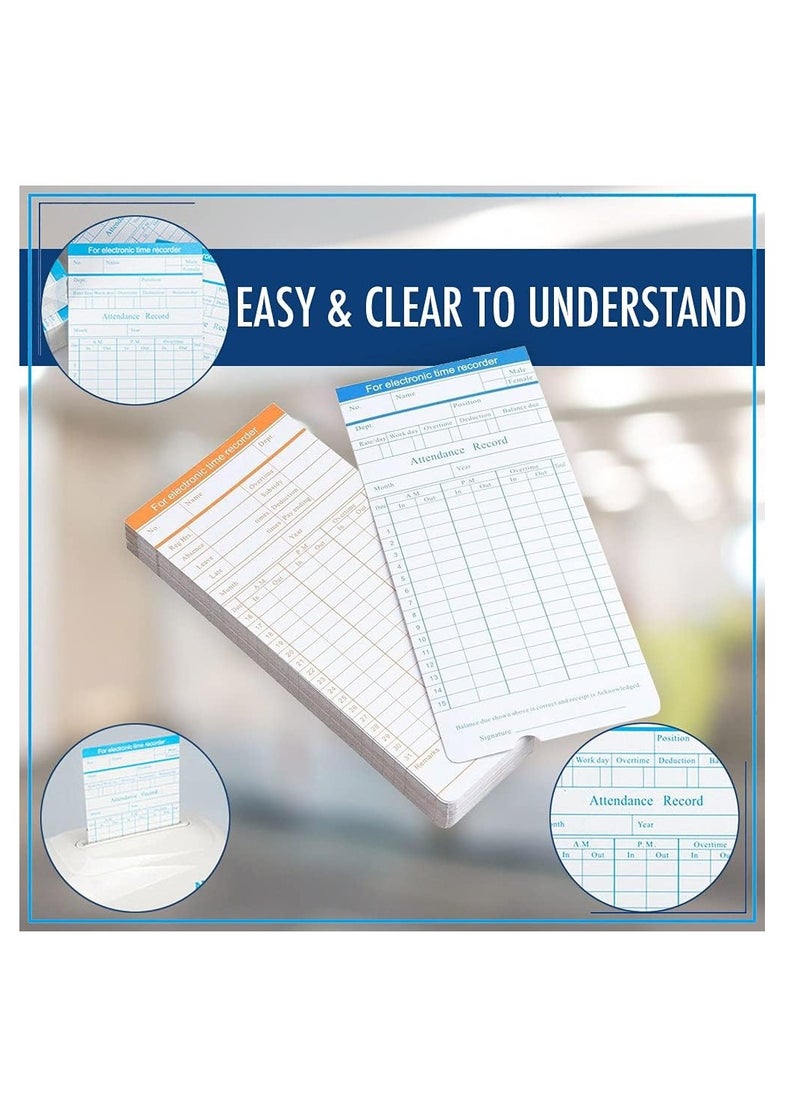 Terabyte - 200PCS Time Cards for Employees – 2 Sided Time Cards for Employees Biweekly Monthly Sheets Time Clock for Employees Time Sheets Daily Monthly Timesheet for Employee Attendance - Image 1
