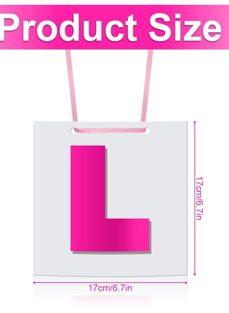 6 Piece Bridal L Plate, Pink Letter Plate Bride To Be Party Supplies Decoration for Hen Night Bridesmaids Games Accessories (L Plate) - Image 2
