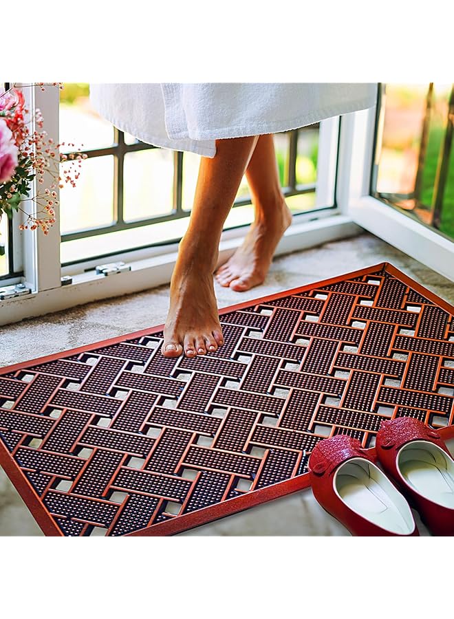 The Bros Front Door Mat [ 75 x 45 cm ] Elite Heavy Duty, Non Slip Low Pile Outdoor Doormat Quick Trap Dirt Easy to Clean Welcome Mats for Entrance,High Traffic Areas,Indoor,Heavy Duty Golden Brown  - Image 1