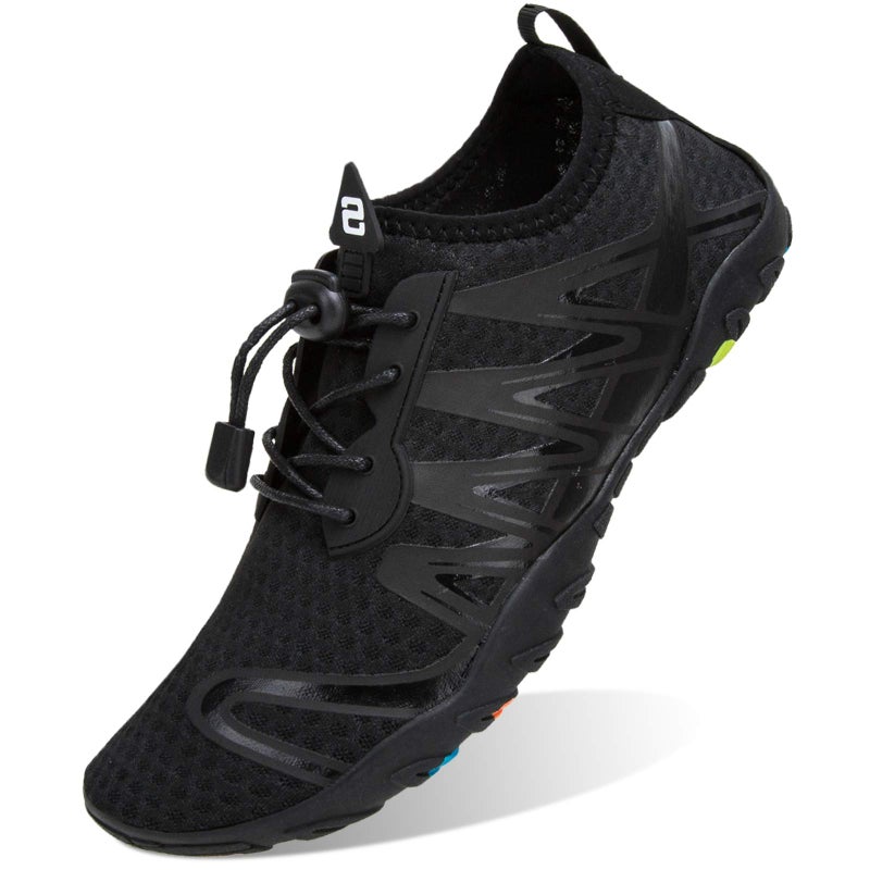 WateLves Water Shoes Mens Womens Beach Swim Shoes Quick-Dry Aqua Socks Pool Shoes for Surf Yoga Water Aerobics (All Black, 44) - Image 1