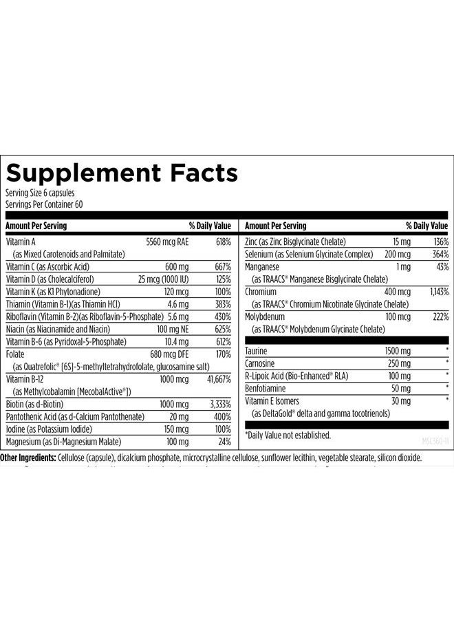 designs for health - Designs for Health Metabolic Synergy - Multivitamin and Mineral Supplement with Chromium, Zinc, Selenium, R-Lipoic Acid, Vitamins + More (360 Capsules) - Image 1