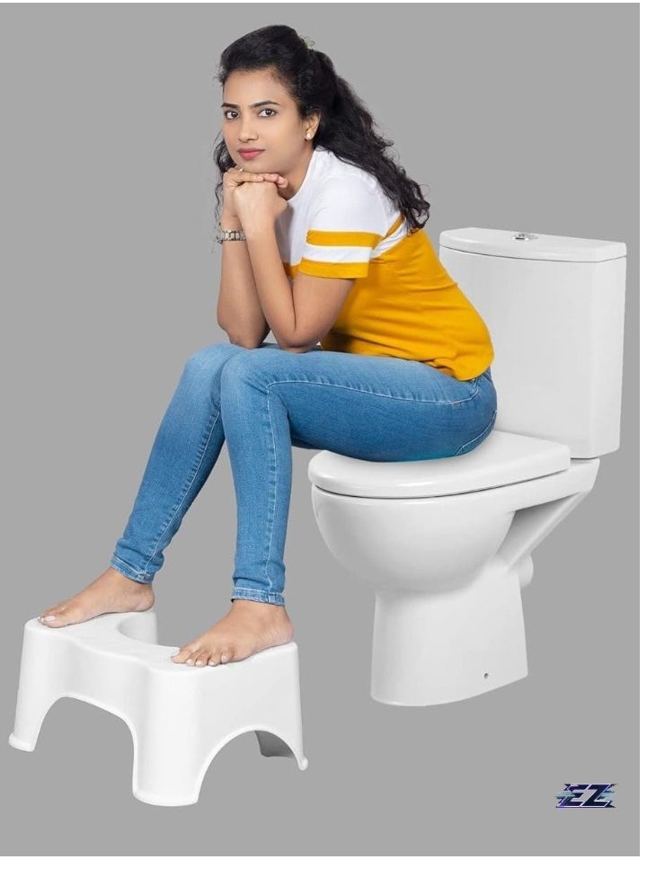 BGM Squat Toilet Seat Leg Stool 8 Inch (White) – Comfortable, Sturdy Foot Step for Western Toilets – Portable and Ergonomic Footrest for Potty – Made in India  - Image 2