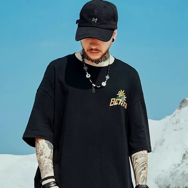 National Fashion Short-Sleeved T-Shirt Men'S Summer Ins Fashion Brand Loose Plus Size Plus Size Plus Size Half-Sleeved T-Shirt Bottoming Shirt Fashion - Image 3