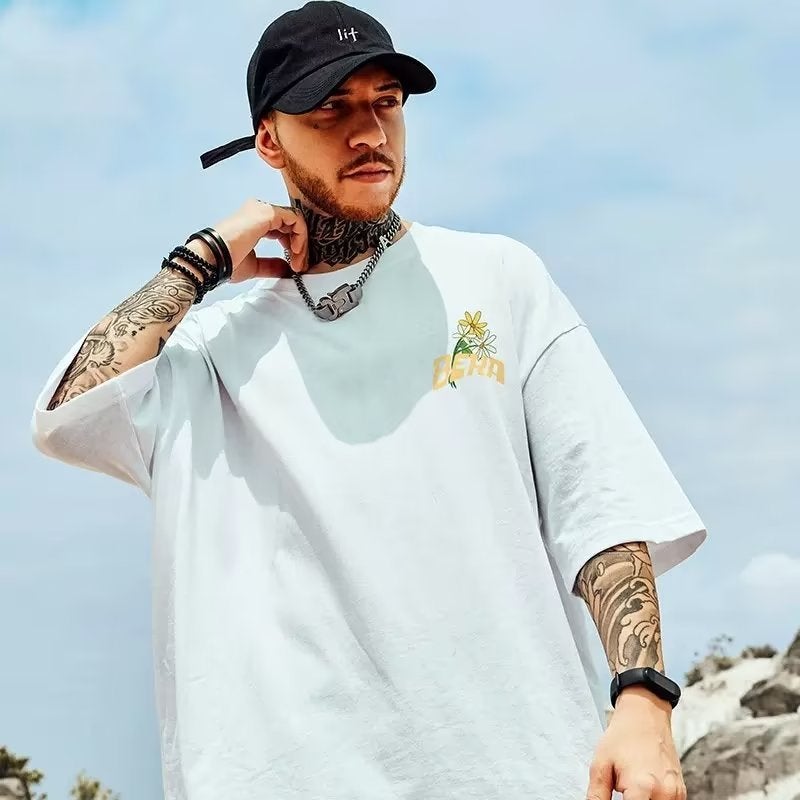 National Fashion Short-Sleeved T-Shirt Men'S Summer Ins Fashion Brand Loose Plus Size Plus Size Plus Size Half-Sleeved T-Shirt Bottoming Shirt Fashion - Image 4
