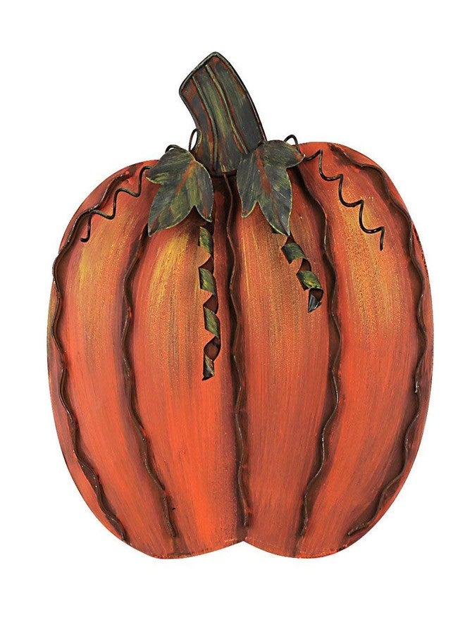 Attraction Design Metal Fall Pumpkin Decor, Indoor Outdoor Standing Flat Pumpkin Decoration for Autumn Harvest Thanksgiving Halloween Decoration Home House Kitchen Decor 12"X12"X1" (Metal Pumpkin Decor A) - Image 1