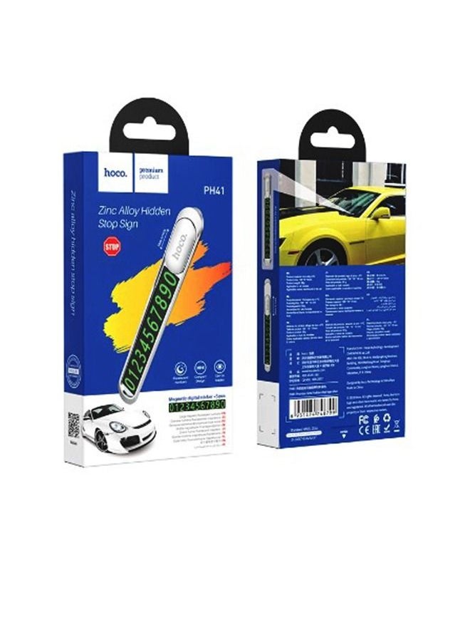 Hoco - Metal Car Temporary Parking Card Plate Sticker Phone Number Holer Night Luminous Hidden Temporary Parking Card Accesscories - Image 1