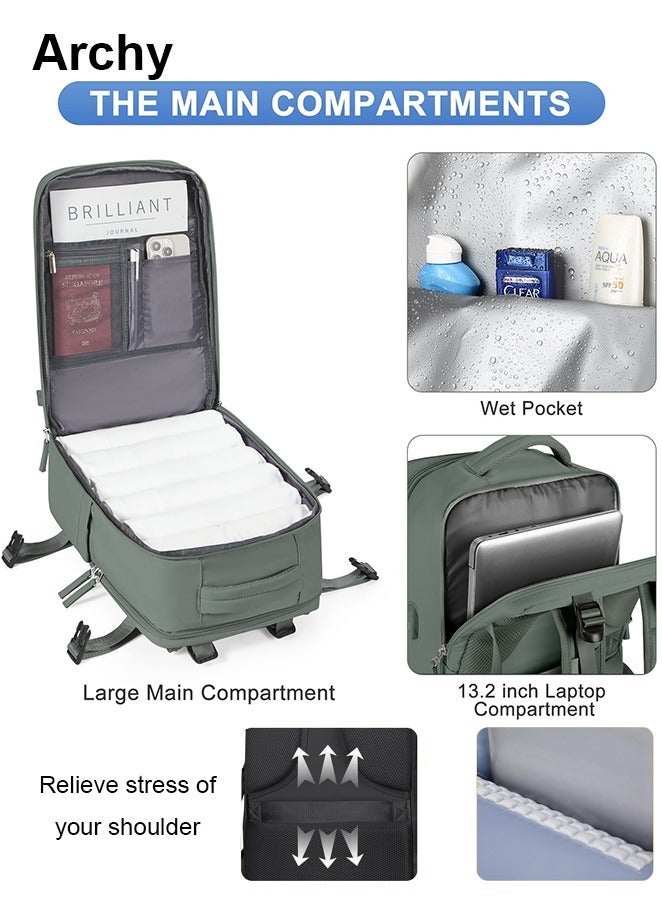 Archy Travel Backpack Carry-On with USB Charging Port Men Women 15.6-Inch Laptop Backpack - Image 4